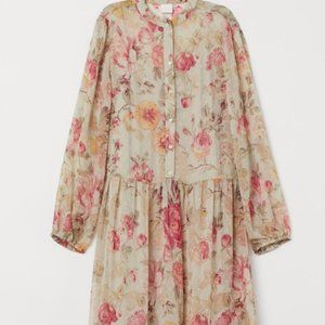 H&m long chiffony floral rose dress size US2